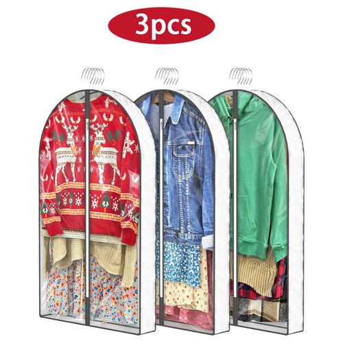 3pcs clear garment bag hanging - clear,